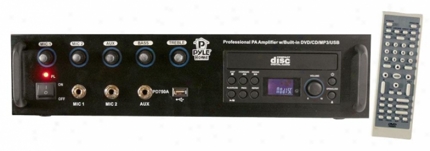 Pyle Professional Pa Amplifier W/bulit In Dvd/cd/mp3/usb/70v Output
