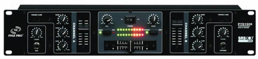 Pyle Pyd1908 Professjonal 2 Channel Dj Mixer With Srs Audio Process