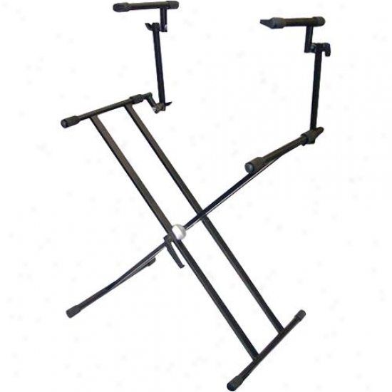 Pyle Two Tier Double X Braced Heavy-duty Dj Coffin/keyboard Stand - Pks60