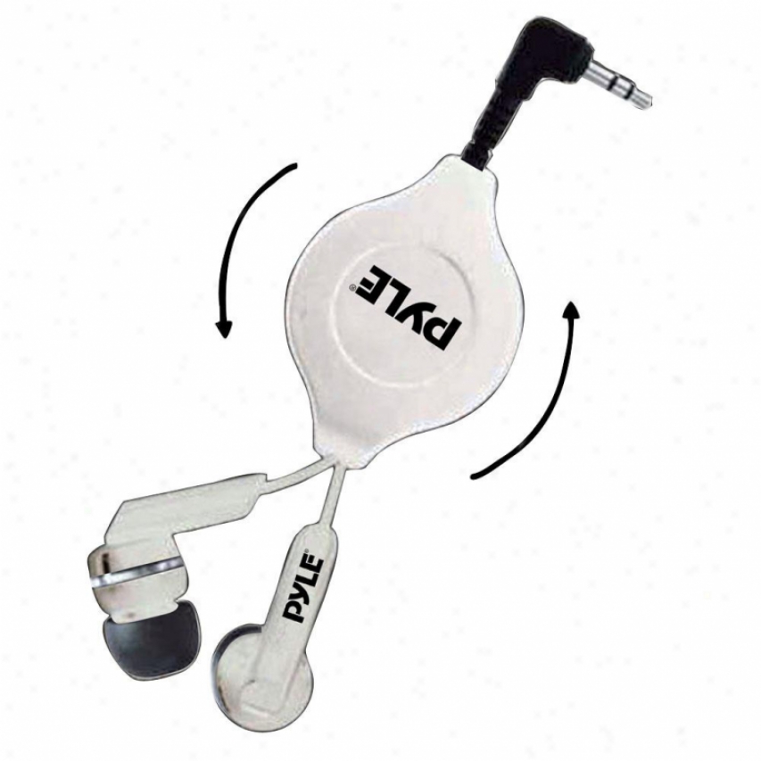 Pyle Ultra-compact Retractable In-ear Ear-buds Stereo Bass Headphones(white)
