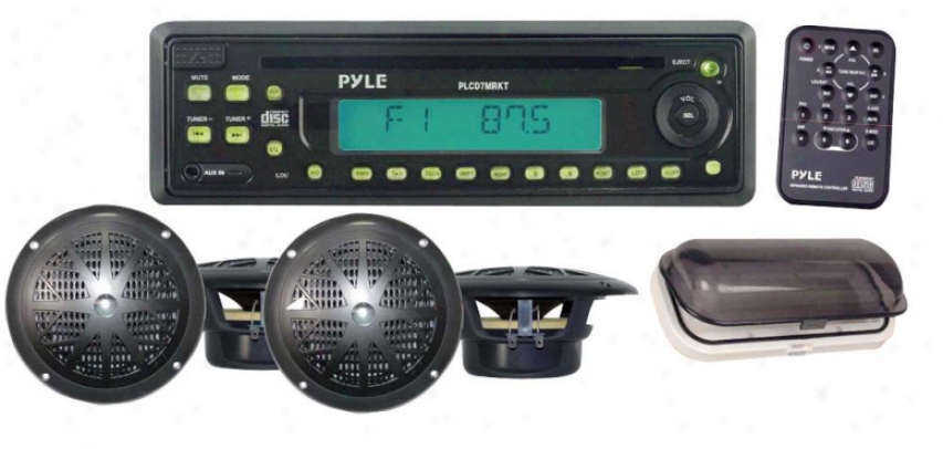 Pyle Waterproof Marine Am/fm/cd Player Receiver W/ 4 X 5.15'' Speakers & Splash