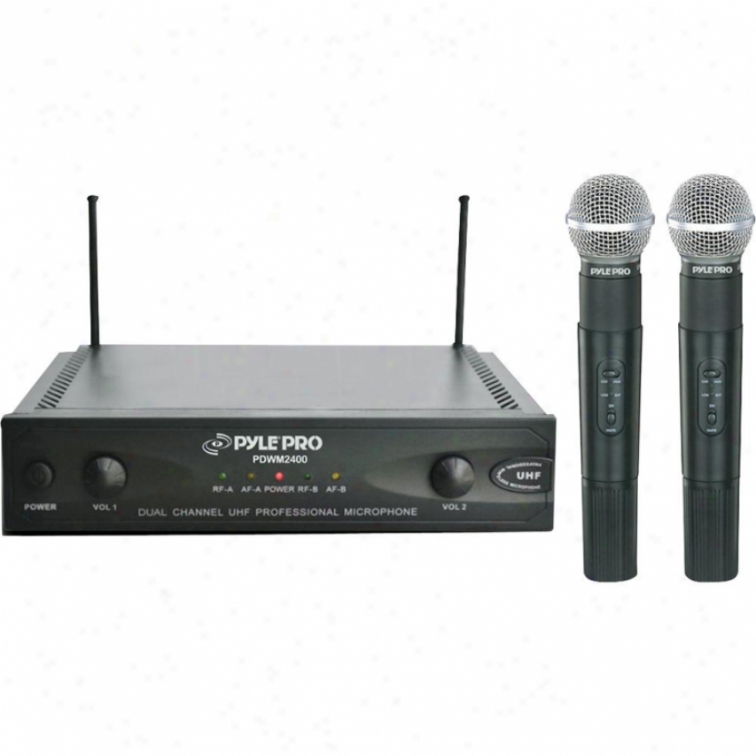 Pyle Wireless Dual Channel Uhf Microphone System With 2 Microphones