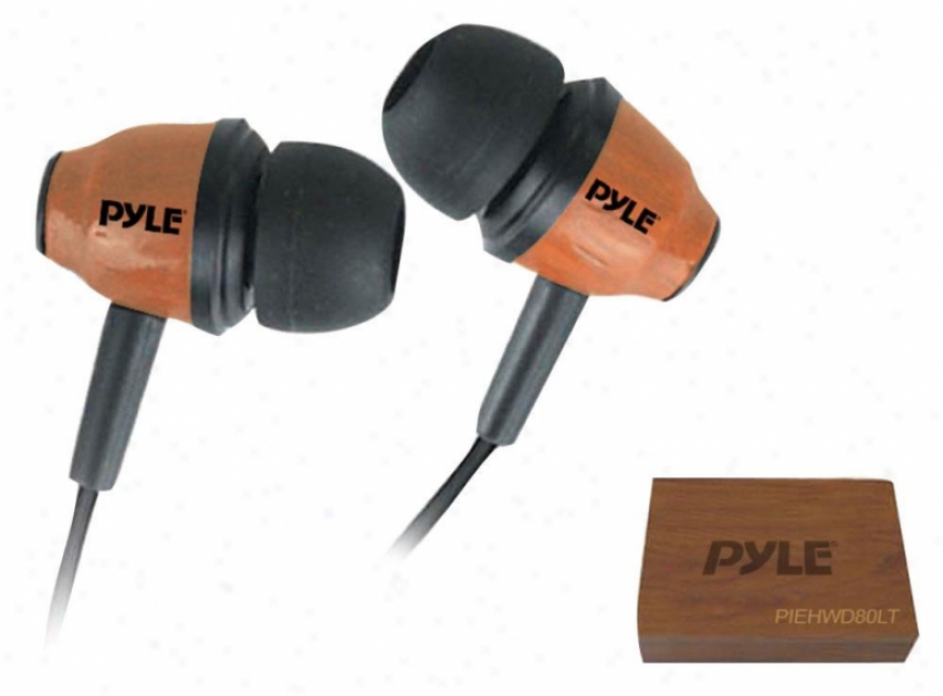 Pyle Wood-bud Wooden In-ear Ear-buds Stereo Extreme Bass Headphones (red Mahogany)