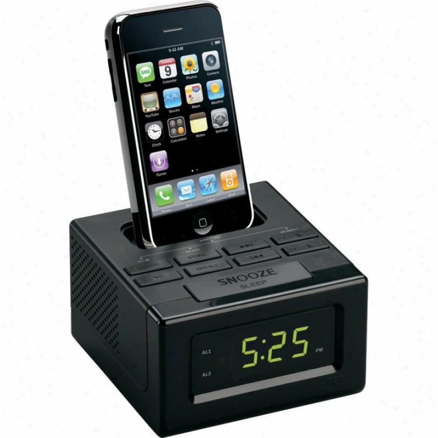 Rca Rc130i Clock Radio With Built-in Dock For Ipod And Iphone 4g - Black