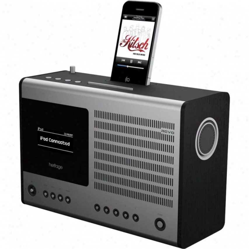 Revo Heritage Multi-format Table Clock Radio With Ipod Dock - Black