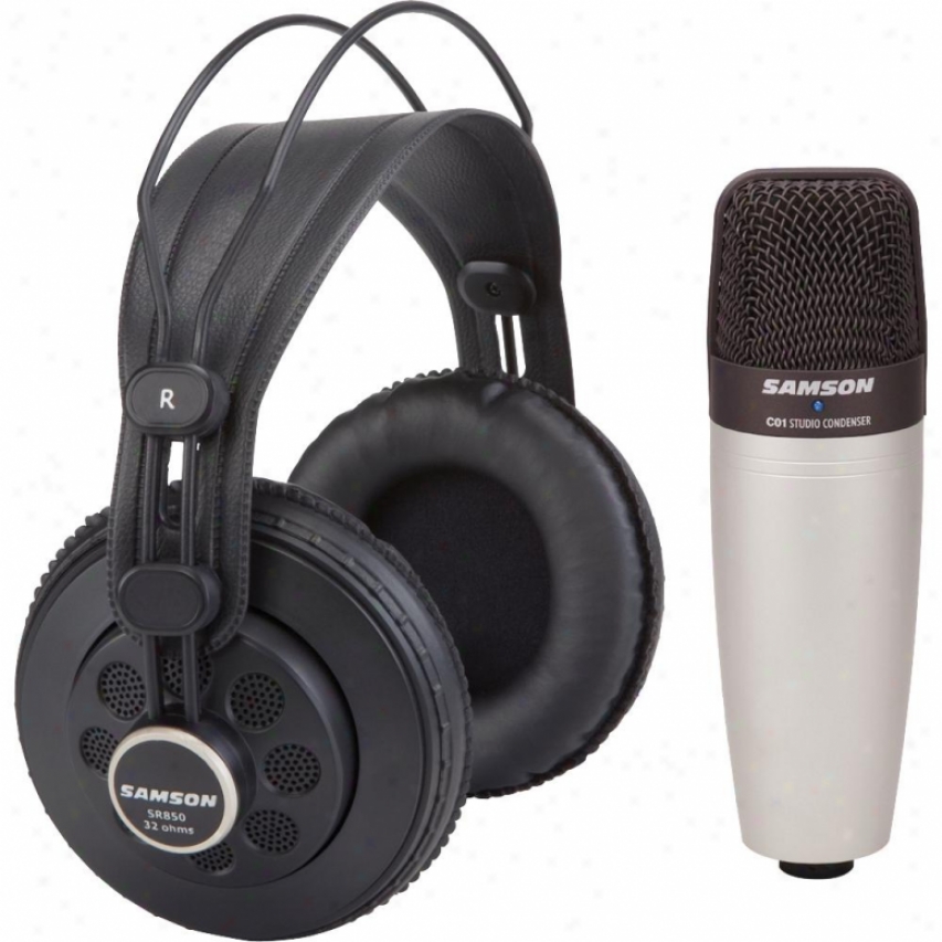 Samson Audio Studio Condenser Microphone With Sr850 Headphones Bundle Saco1850