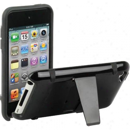 Scosche It4kbk Hybrid Kickback Case Wiht Kickstand For Ipod Touch 4 - Black