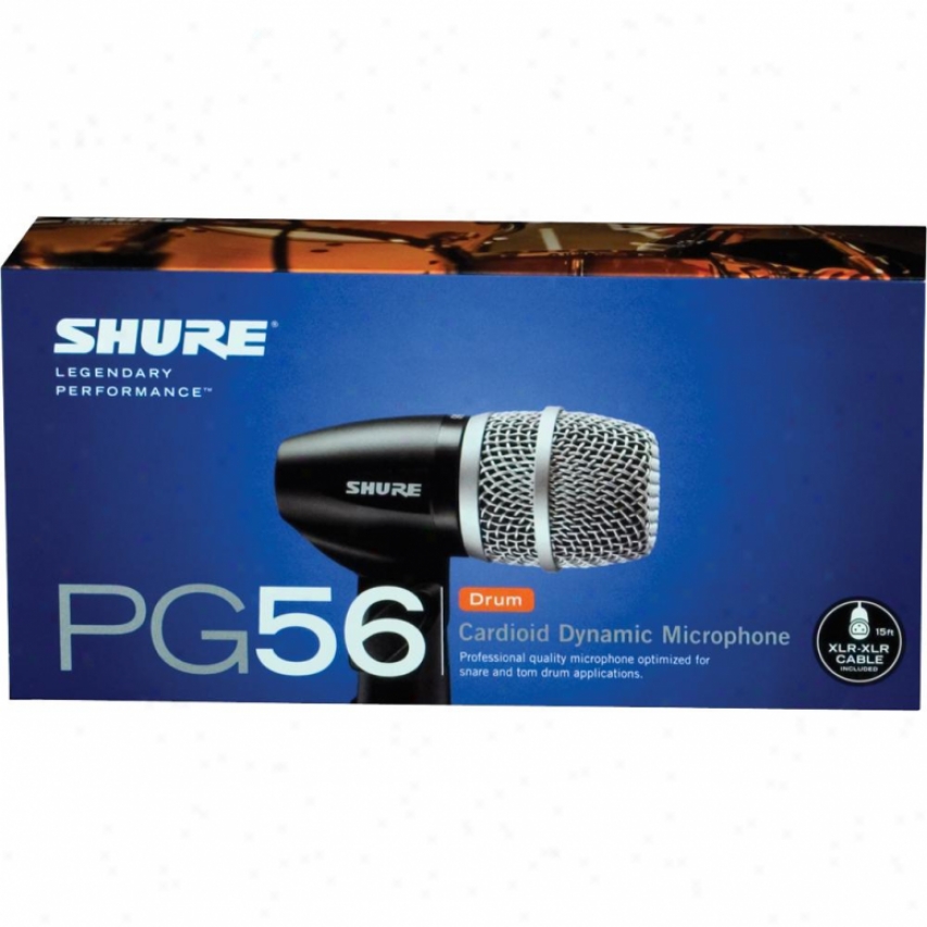 Shure Pg56-xlr Cardioid Dynamic Drum Snare/tom Mic W/ 15ft Xlr-xlr Mic Cable