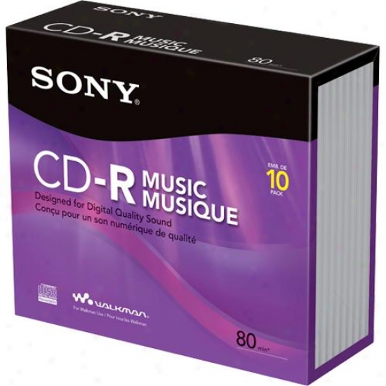Sony Cdrm80/10pk 80-minute Mueic Cd-r Dissc - 10 Pack