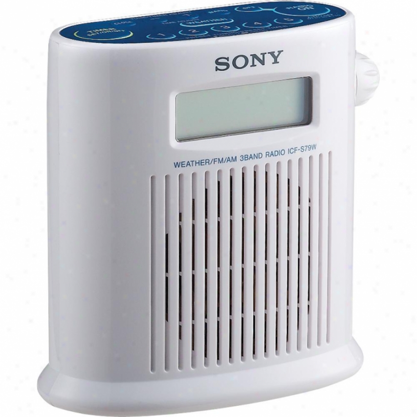 Sony Icf-s79w Splash Resistant Multi-band Shower Radio - White