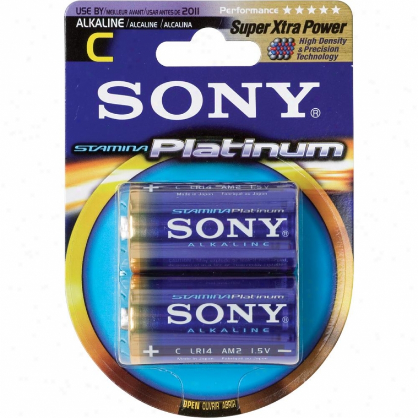 Sony Stamina&reg; Platinum Alkaline C Battery -2 Pack Am2ptb2a