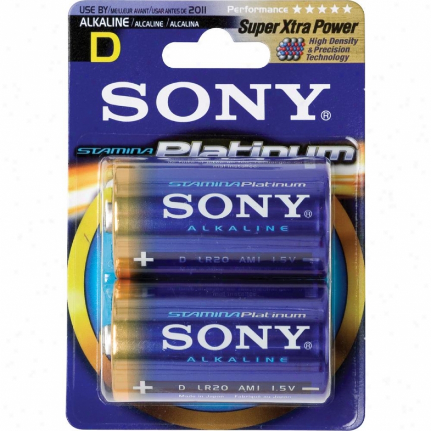 Sony Stamina&reg; Platinum Alkaline D Battery -2 Pack Am1pyb2a