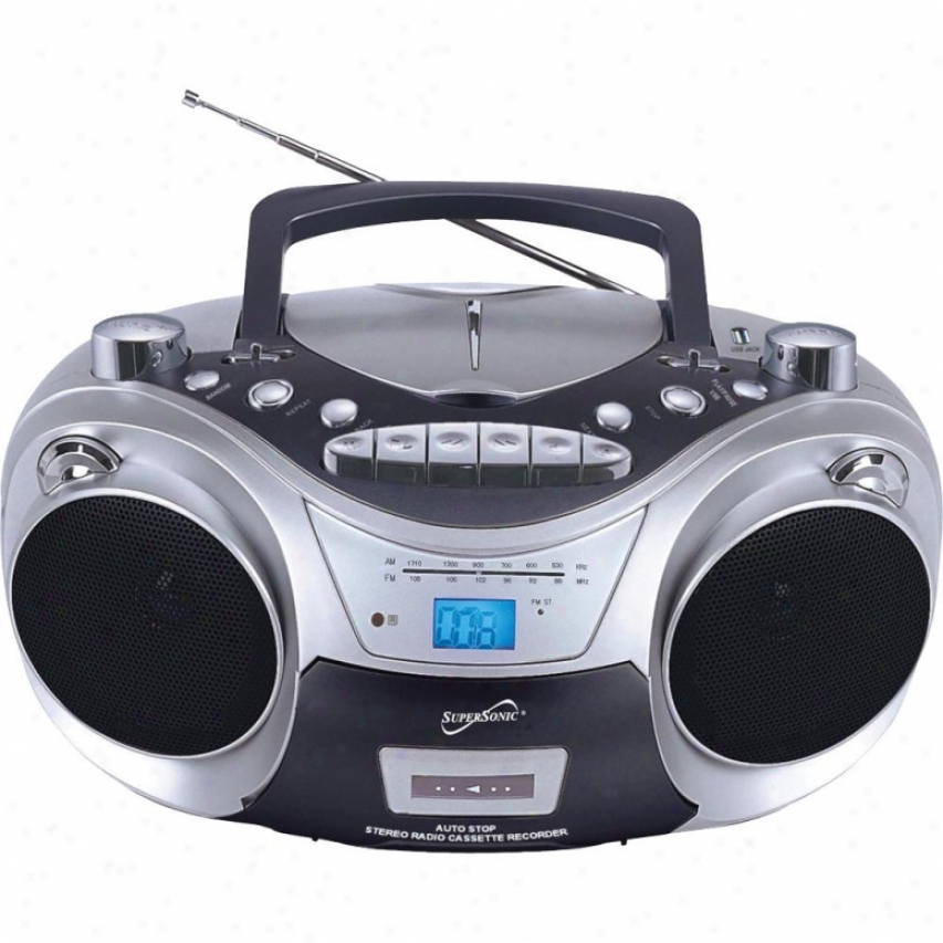 Supersonic Portable Mp3/cd, Cassette, Usb