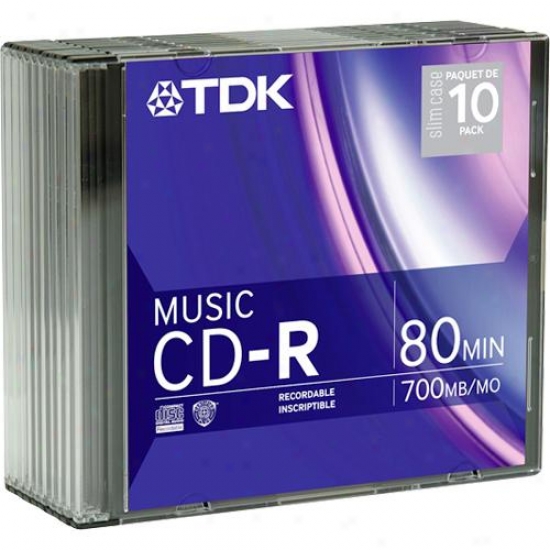 Tdk 10-pack Of 80-minute Audio Cd-r Discs