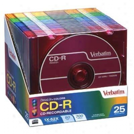 Verbatim Cd-r 52x 80min Color 25pk Sli