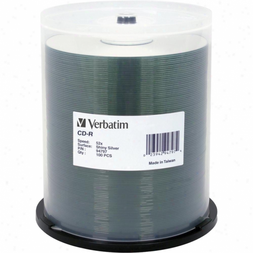 Verbatim Cd-r 80-minute 700mb 52x Shiny Silver 100-pack Spindle- 94797