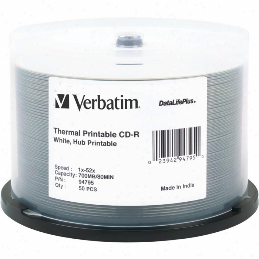 Verbatim Cd-r 80min Azo Whitethermal Printable Cdr Discs 94795