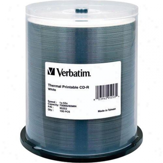 Verbatim Cd-r 80min White Thermal Printable Cdr Discs 95253