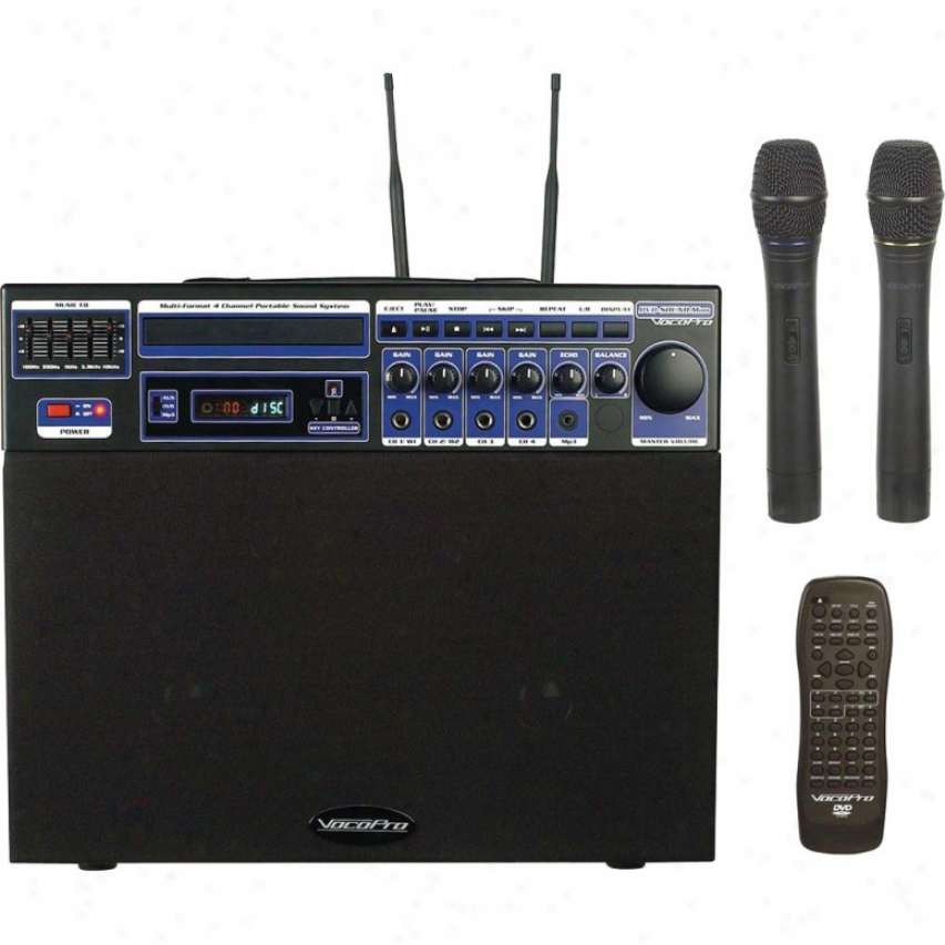 Vocopro Dvd Soundman Portable 4 Channel System W/ 2 Wireless Mics