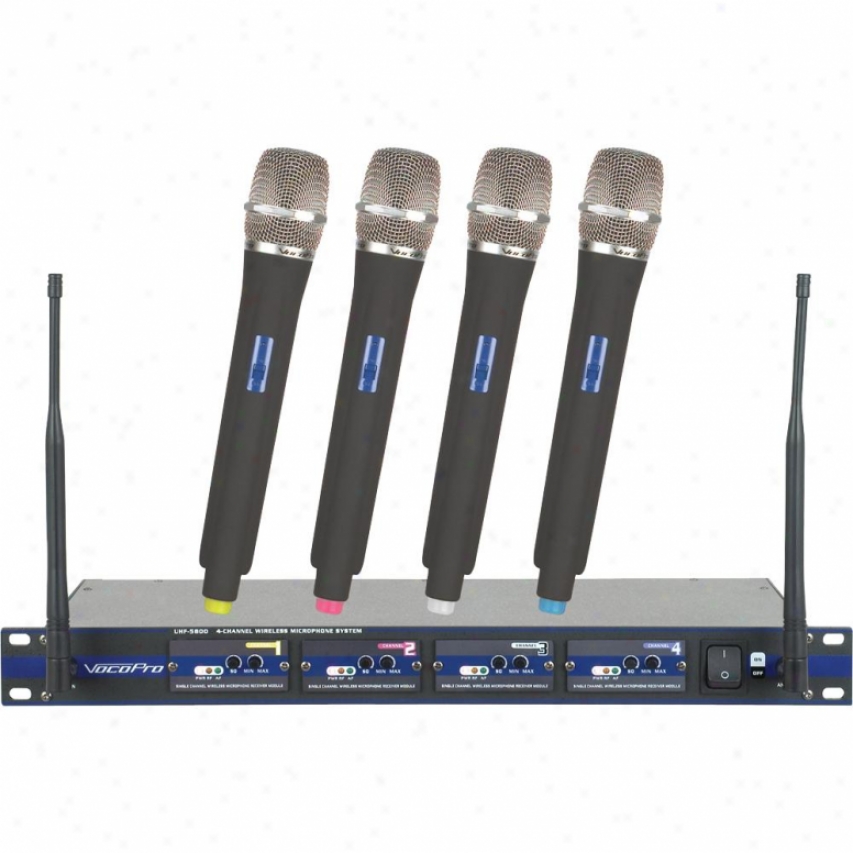 Vocopro Professional 4 Channel Uhf Wireless Micropphone System Uhf5800-4