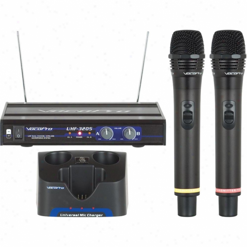 Vocopro Uhf-3205 Dual Channel Uhf Rechargeable Wireless Microphone System