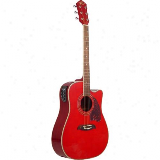 Washburn Oscar Schmidt Og2cetr Acoustic Guitar - Transparent Red