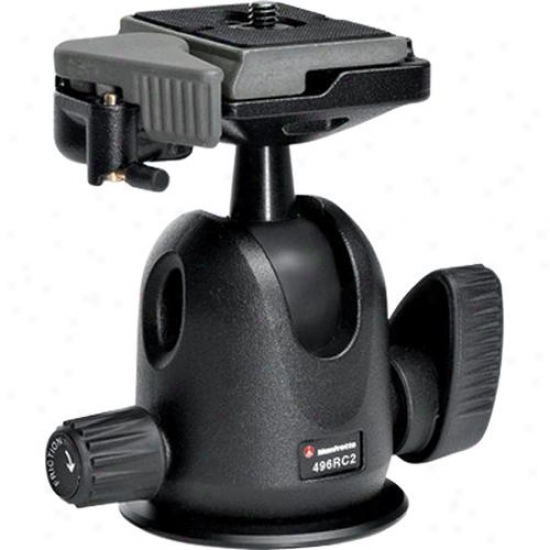 Manfrotto 496rc2 Compact Ball Head With Rc2 Against Tripod