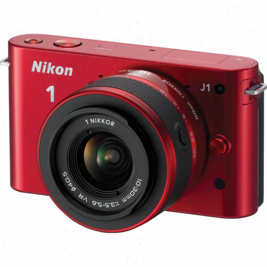 Nikon 10-megapixel 1 J1 Digital Camera With 10-30mm Vr Kit - Red