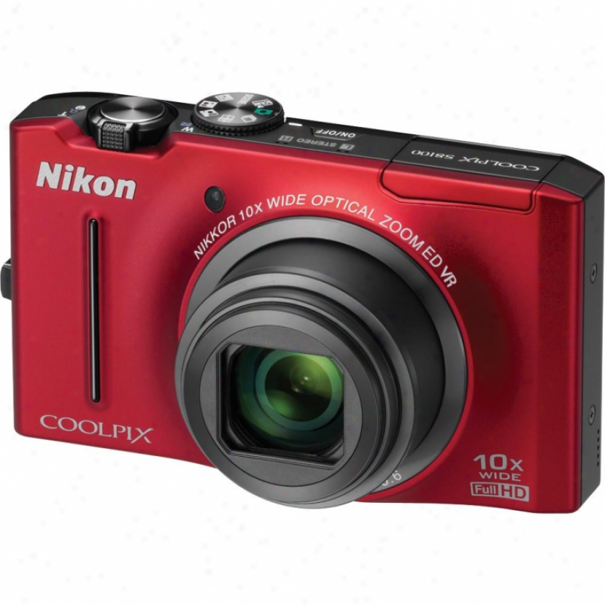 Nikon Coolpix S8100 12.1 Megapixel Digital Camera - Red - Refurbished