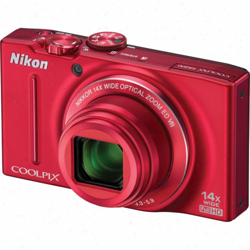 Nikon Coolpix S8200 16-meyapixel Digital Camera Red