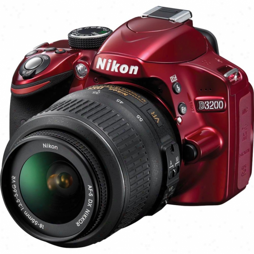 Nikon D3200 24 Megapixel Digital Slr Camera Kit - Red