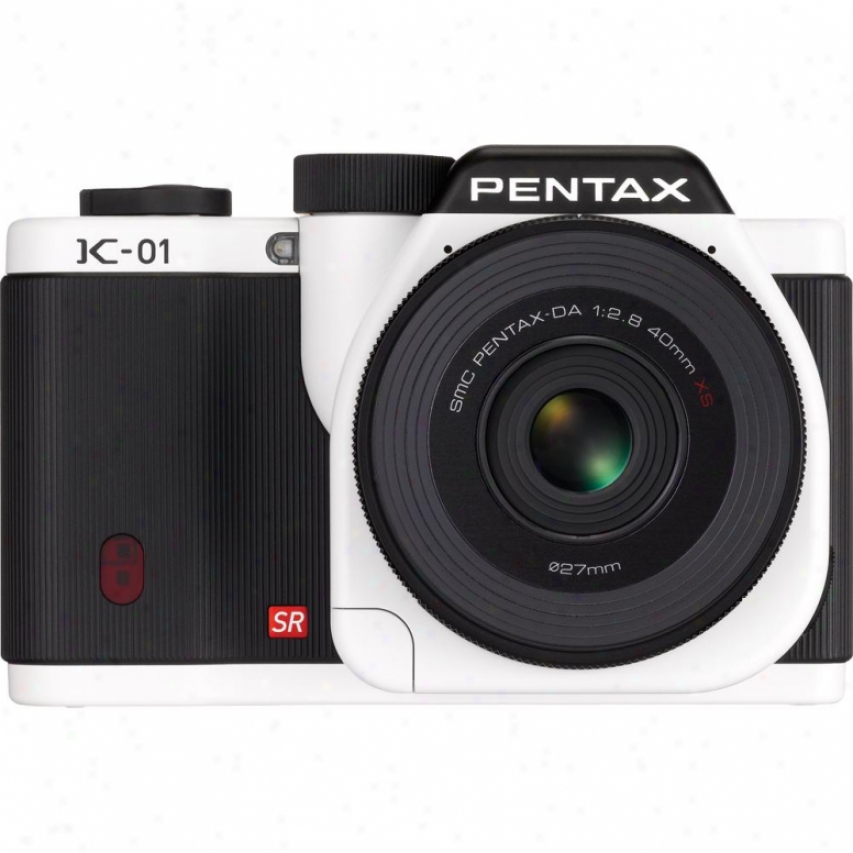 Pentax K-01 16 Megapixel Hybrid Digital Camera And Lens Kit - White