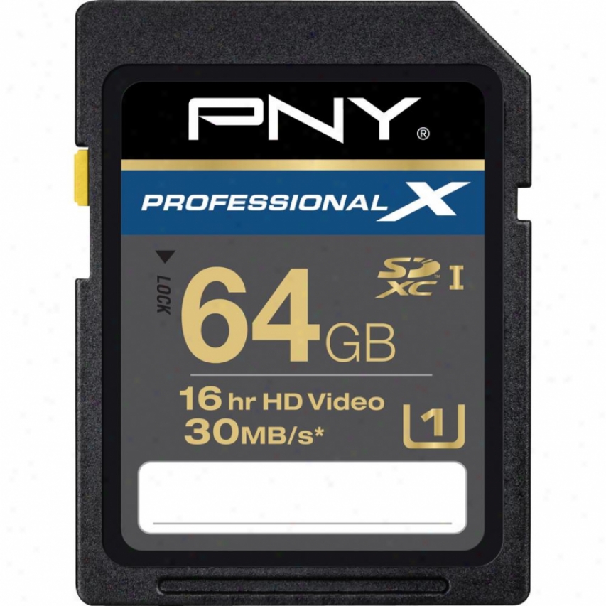 Pny P-sdx64u1-30-ge 64gb Professional X Series Sdxv Class 10 ( 233x )