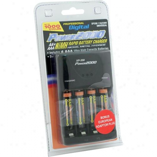 Power 2000 Xp350-11 Aaa Charger With 4 Rechargeable Batteries