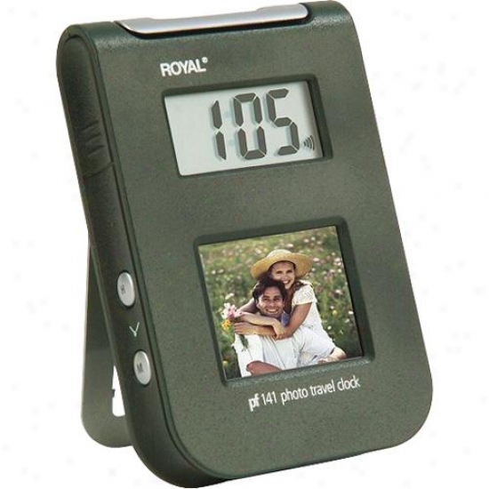 Royal Consumer Pf141 Dig Travel Clock W/pictu