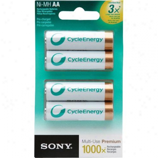 Sony Nhaab4kn Precharged Rechargeable Aa Cycle Energy Batteies 4 Pack