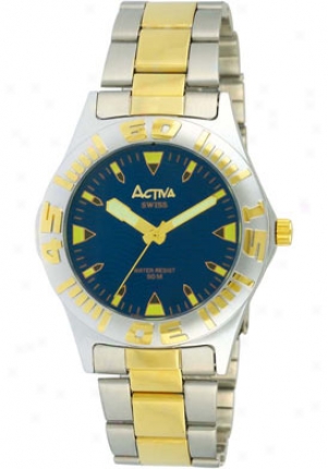 Activa Men's Elegance Blue Dial Two Tone Sf226-004