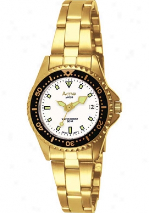 Activa Women's White Dial Gold Ton eStainless Steel Sv235-004