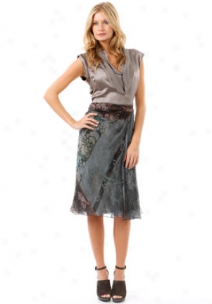 Alberta Ferretti Grey Multicolor Print Sikl Skirt Wbt-a01146648-g-46