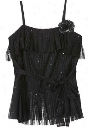 Anna Sui Black Sleeeveless Sequin Top Wtp-00113041l