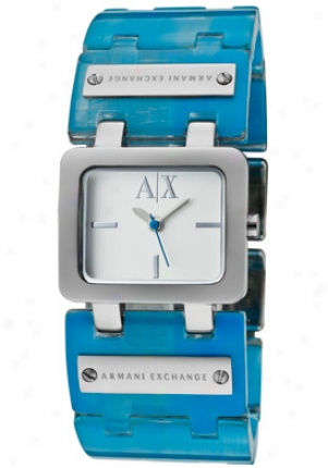 Armani Excyange Women's Silver Dial Blue Transparent Plastic Ax3110