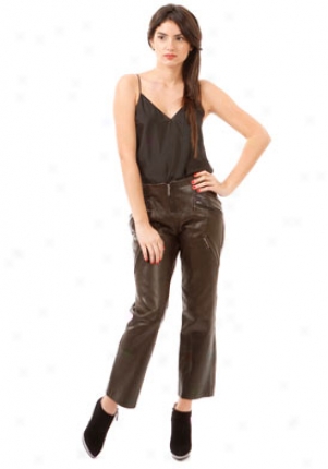 Barbara Bui Dark Brown Leather Pants Wbt-r7690lvr-dbr-42