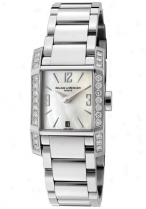 Baume & Mercier Women's Diamant White Diamond Pale Mop Dial Stainless Steel Moa08666