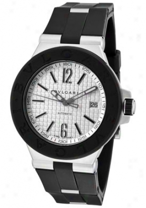 Bulgari Men's Diagono Classic Mechanical/automatic White Textured Dial Black Rubber Dg40c6svd