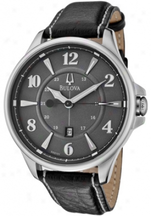 Bulova Men's Adventurer Grey Dial Black Leather 96b151