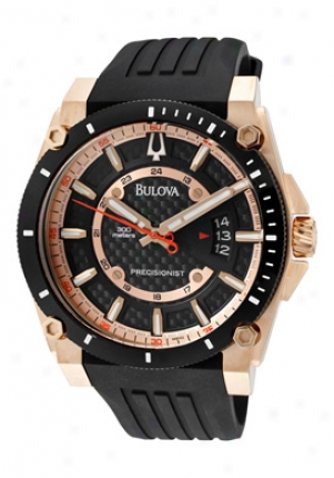 Bulova Men's Champlain Precisionist Black Carbon Fiber Dial Black Rubber 98b152