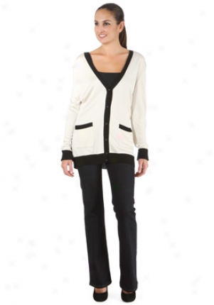 Carolina Herrera Cream & Black Silk Cardigan Wtp-0092swt-bc-xl