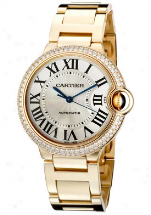 Cartier Ballon Bleu De Cartier Automatic White Diamond 18k Gold We9004z3