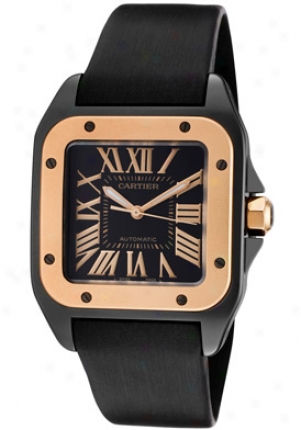 Cartier Men's Santos Black iDal Stainless Steel W2020007