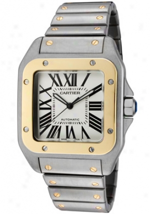 Cartier Men's Santos De Cartier Galbee Automatic 18k Yellow Gold And Stainless Steel W200728g